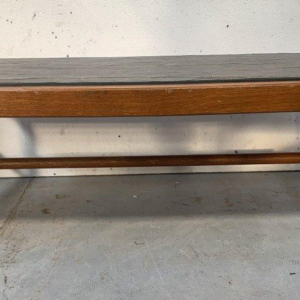 Oak coffee table with a slate top, 1970s design