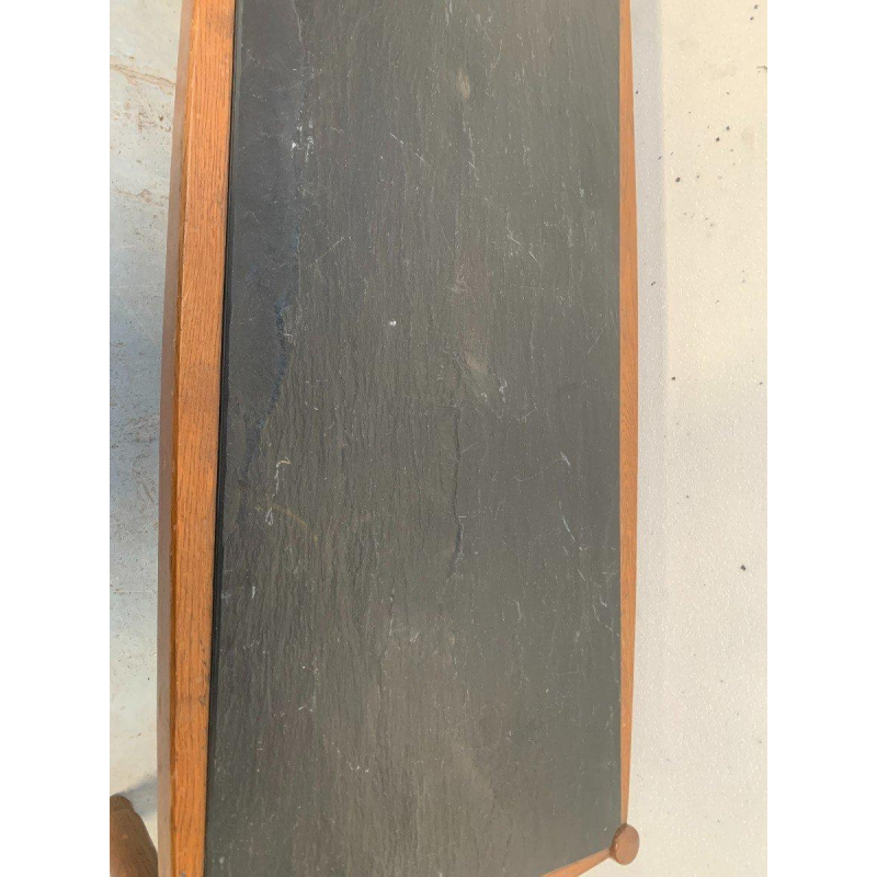 Oak coffee table with a slate top, 1970s design