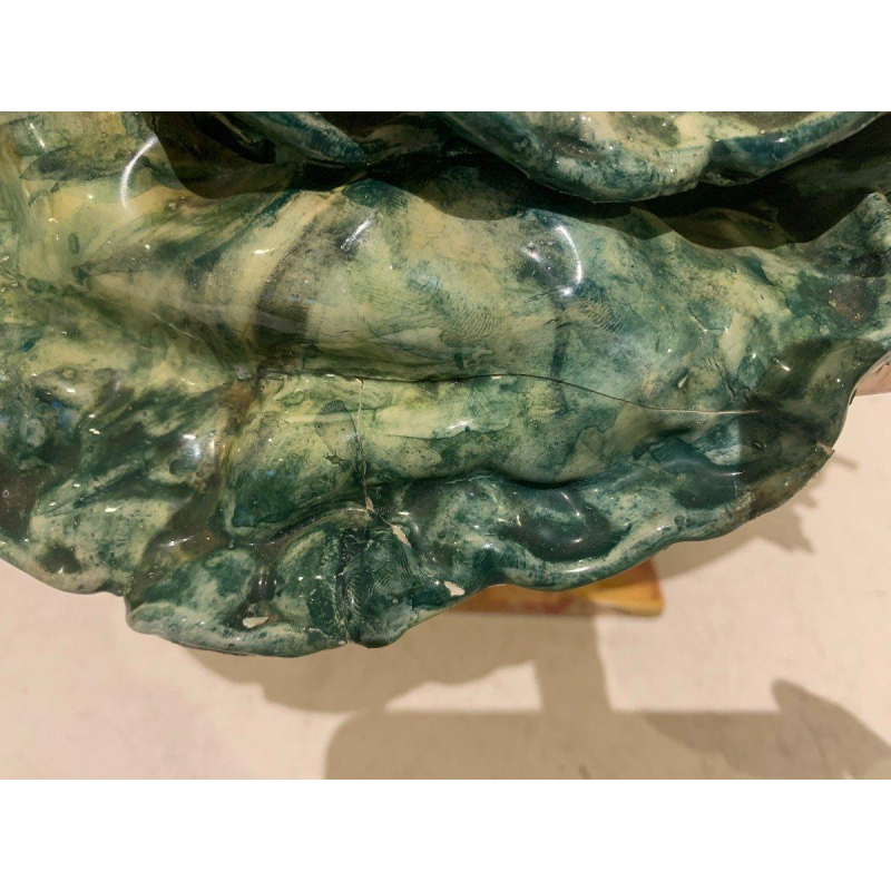 Trompe-l'œil bowl, marble basin with fruit and vegetables, slipware, 20th century