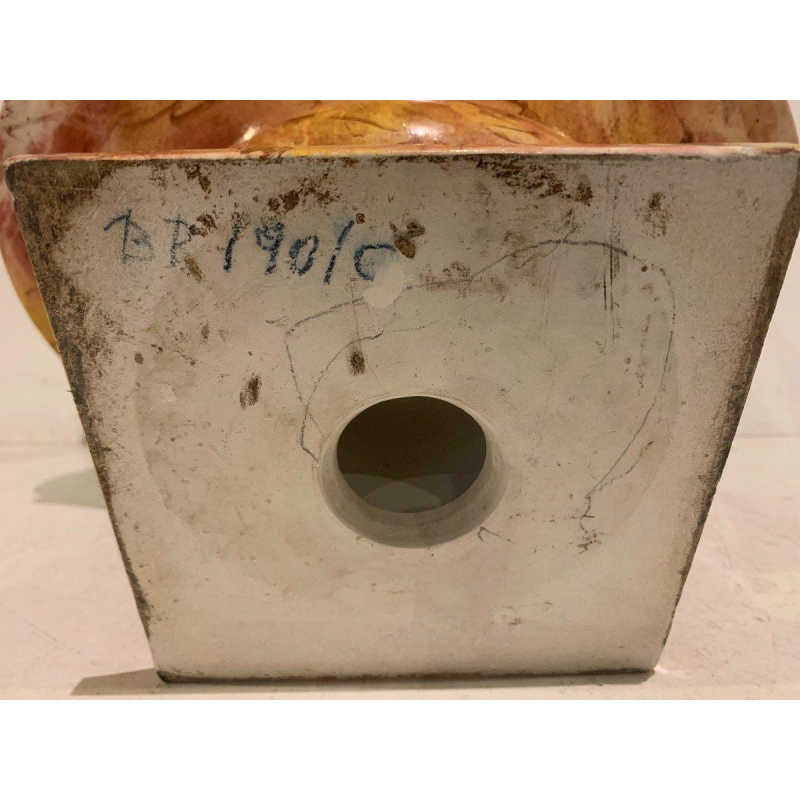 Trompe-l'œil bowl, marble basin with fruit and vegetables, slipware, 20th century