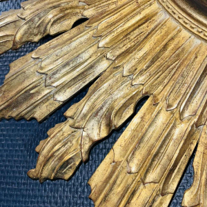 Large Carved Giltwood Sunburst / Witch Mirror, Golded Wall decoration, ca 1950