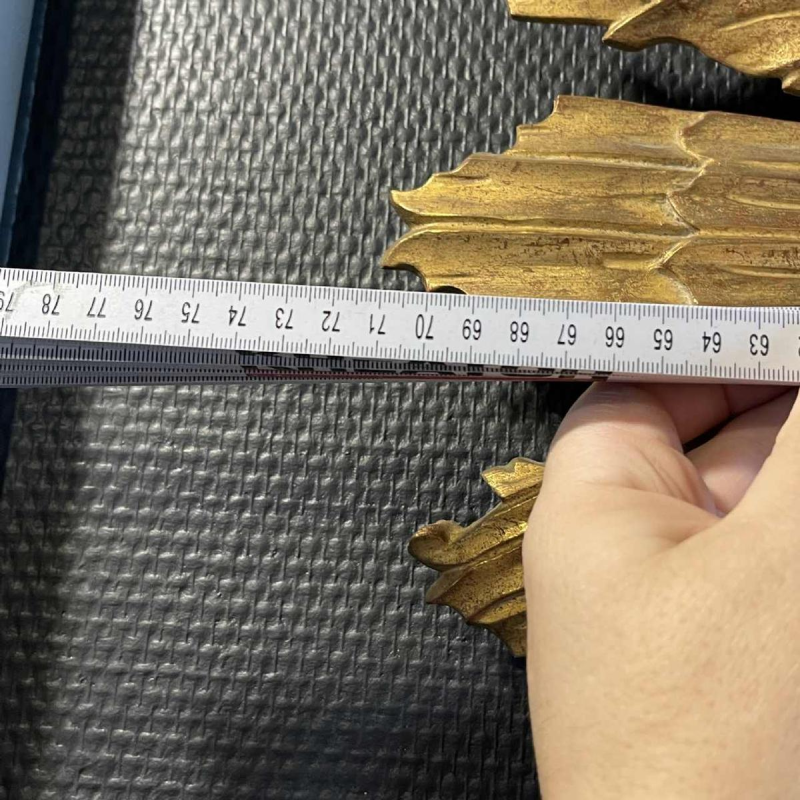 Large Carved Giltwood Sunburst / Witch Mirror, Golded Wall decoration, ca 1950