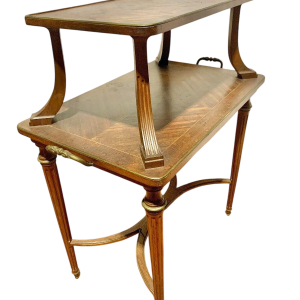 A Louis XVI style mahogany serving table with two tiers, 19th century