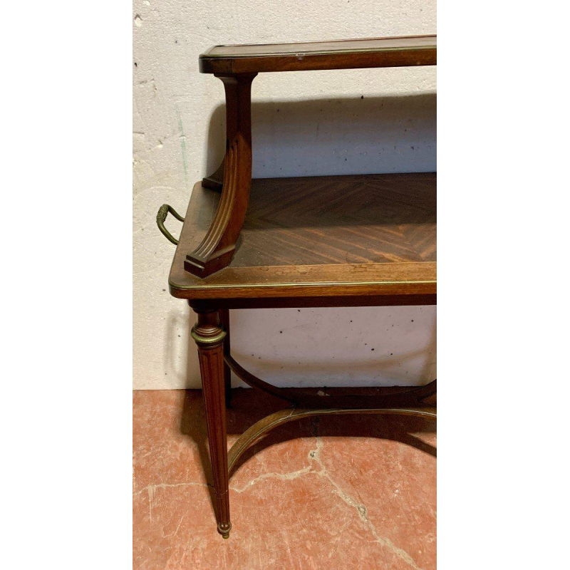 A Louis XVI style mahogany serving table with two tiers, 19th century