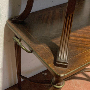 A Louis XVI style mahogany serving table with two tiers, 19th century