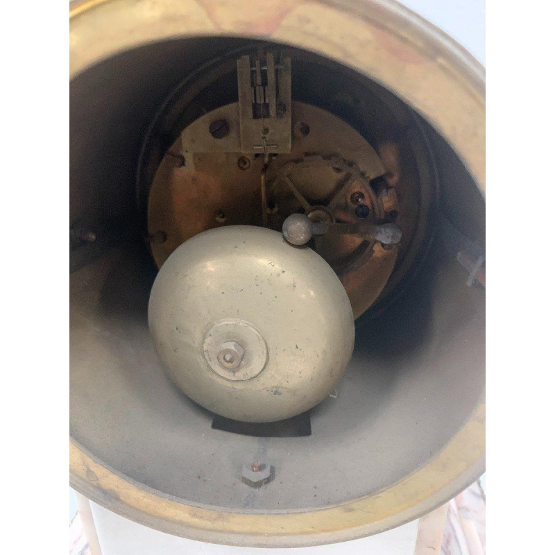 Three-piece mantel clock set, Louis XVI style, marble and chased bronze, early 20th century