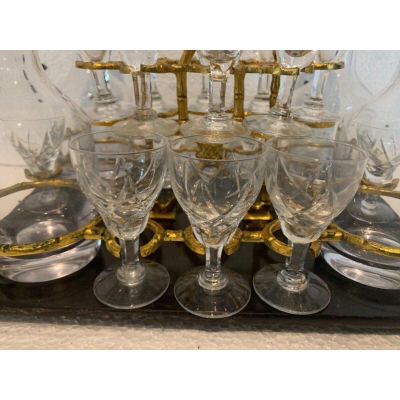 Cave à liqueur complète Boulle, coffret Napoléon III, marqueterie, XIX siècle