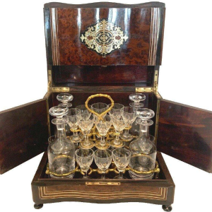 Complete Boulle liquor cabinet, Napoleon III style, marquetry, 19th century