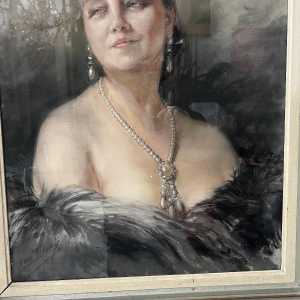 Yves Diey, bust portrait of an elegant woman with bare shoulders, pastel on paper, 20th century