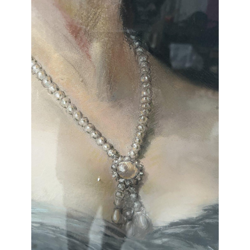 Yves Diey, portrait en buste d'une élégante aux épaules dénudées, pastel sur papier, XX siècle