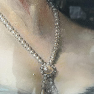 Yves Diey, busteportret van een elegante vrouw met blote schouders, pastel op papier, 20e eeuw