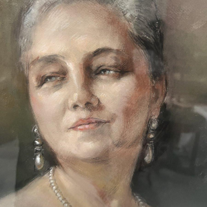 Yves Diey, portrait en buste d'une élégante aux épaules dénudées, pastel sur papier, XX siècle