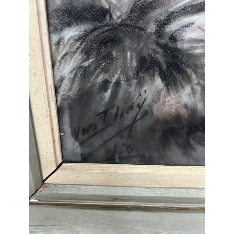 Yves Diey, portrait en buste d'une élégante aux épaules dénudées, pastel sur papier, XX siècle