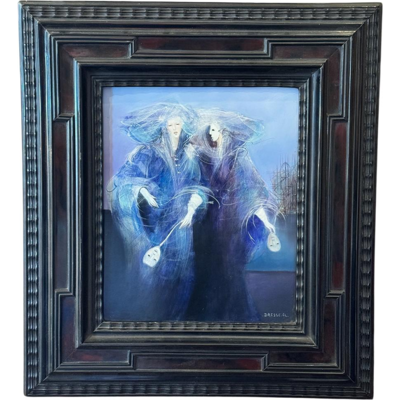 Jean-Claude DRESSE “Conversation” oil painting on panel