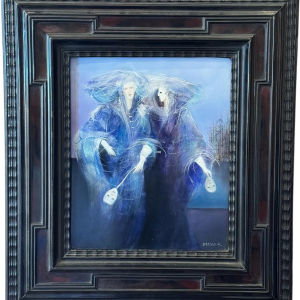 Jean-Claude DRESSE “Conversation” oil painting on panel