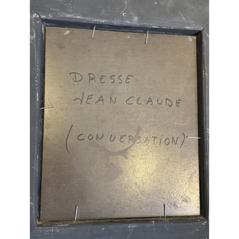 Jean-Claude DRESSE «Conversation» tableau huile sur panneau