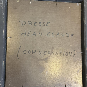 Jean-Claude DRESSE «Conversation» tableau huile sur panneau