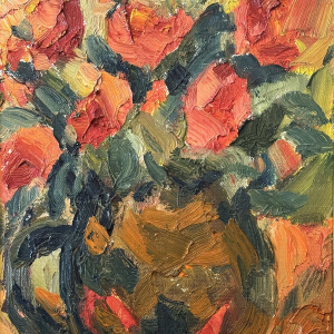 Milo DARDENNE “The Bouquet in a Stoneware Jug” oil painting on canvas
