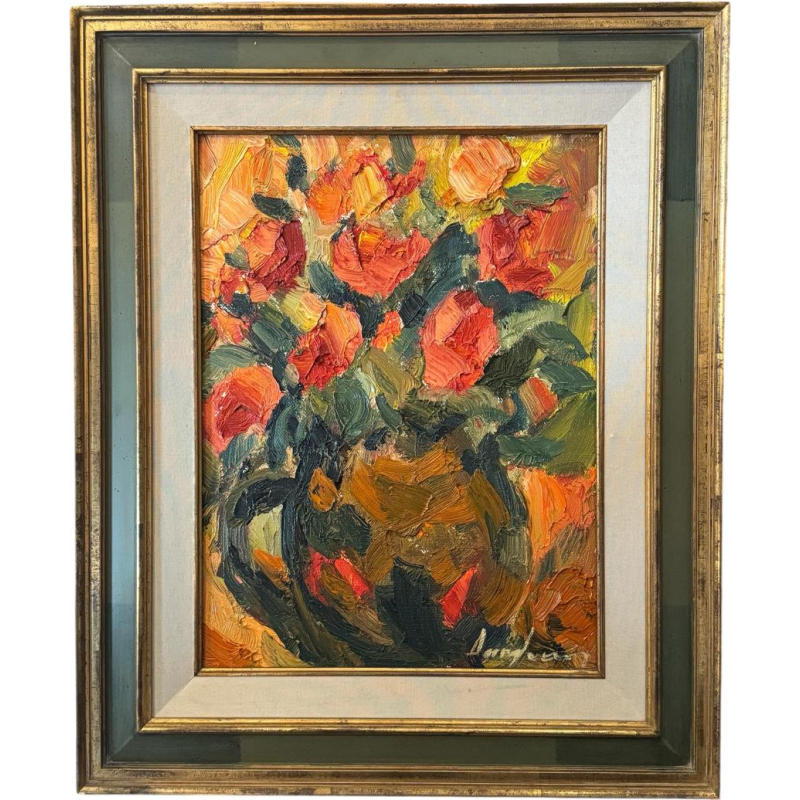 Milo DARDENNE “The Bouquet in a Stoneware Jug” oil painting on canvas