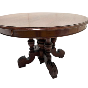 Napoleon III style pedestal table in solid mahogany, central pedestal base & extensions, 19th century