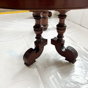 Napoleon III style pedestal table in solid mahogany, central pedestal base & extensions, 19th century