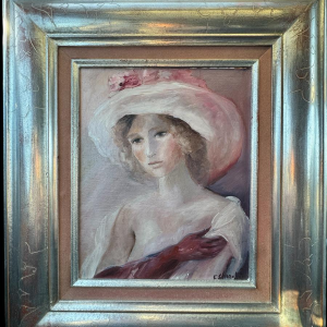 Elisa Chazottes «La jeune femme en rose» peinture huile sur toile