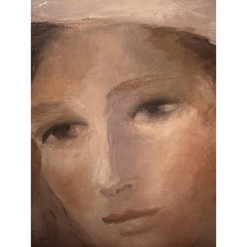 Elisa Chazottes “De jonge vrouw in het roze”, olieverfschilderij op canvas