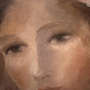 Elisa Chazottes “De jonge vrouw in het roze”, olieverfschilderij op canvas