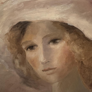 Elisa Chazottes “The Young Woman in Pink” oil painting on canvas