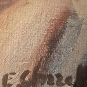 Elisa Chazottes “De jonge vrouw in het roze”, olieverfschilderij op canvas