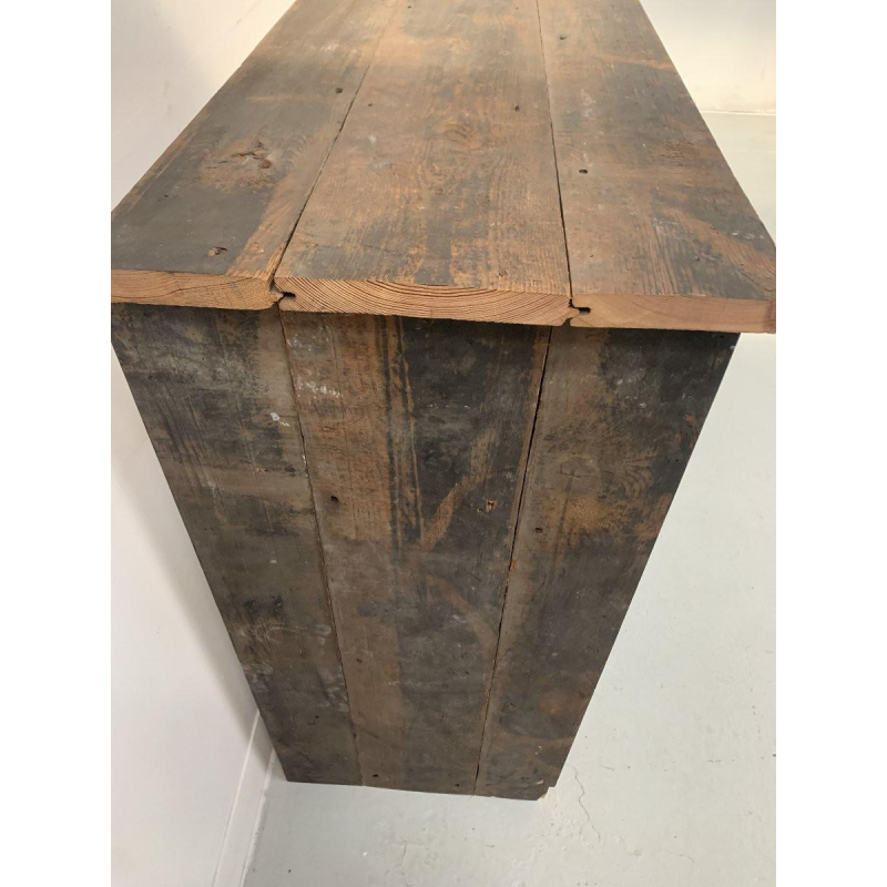 Storage unit with 30 drawers in patinated fir, 20th century