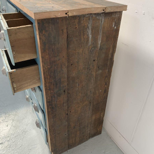 Storage unit with 30 drawers in patinated fir, 20th century