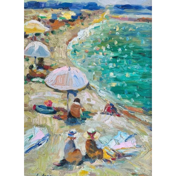 Anna Ivanovna «Détente à la plage» peinture huile sur toile