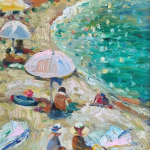Anna Ivanovna "Relaxing at the Beach" oil painting on canvas