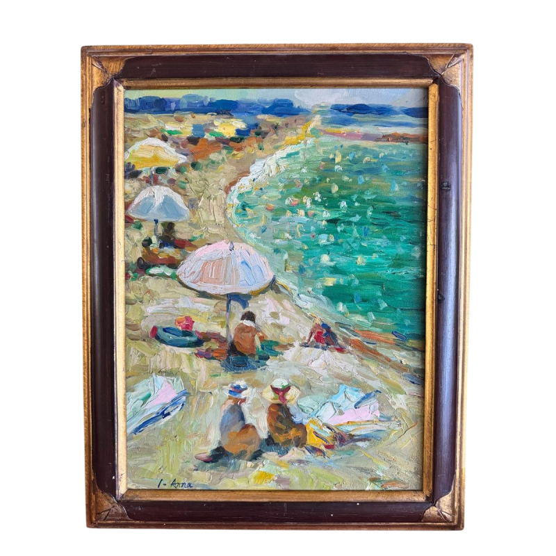 Anna Ivanovna «Détente à la plage» peinture huile sur toile