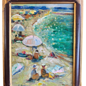 Anna Ivanovna «Détente à la plage» peinture huile sur toile