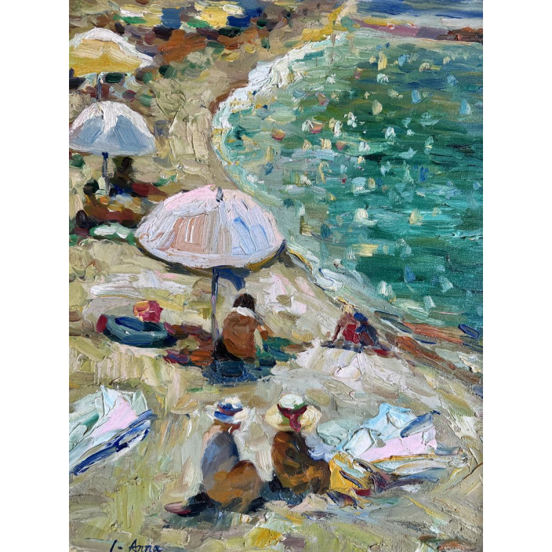 Anna Ivanovna "Relaxing at the Beach" oil painting on canvas