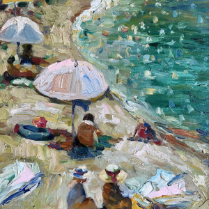 Anna Ivanovna «Détente à la plage» peinture huile sur toile