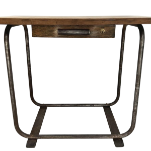 Designer desk made of tubular steel and a wooden top, 20th century