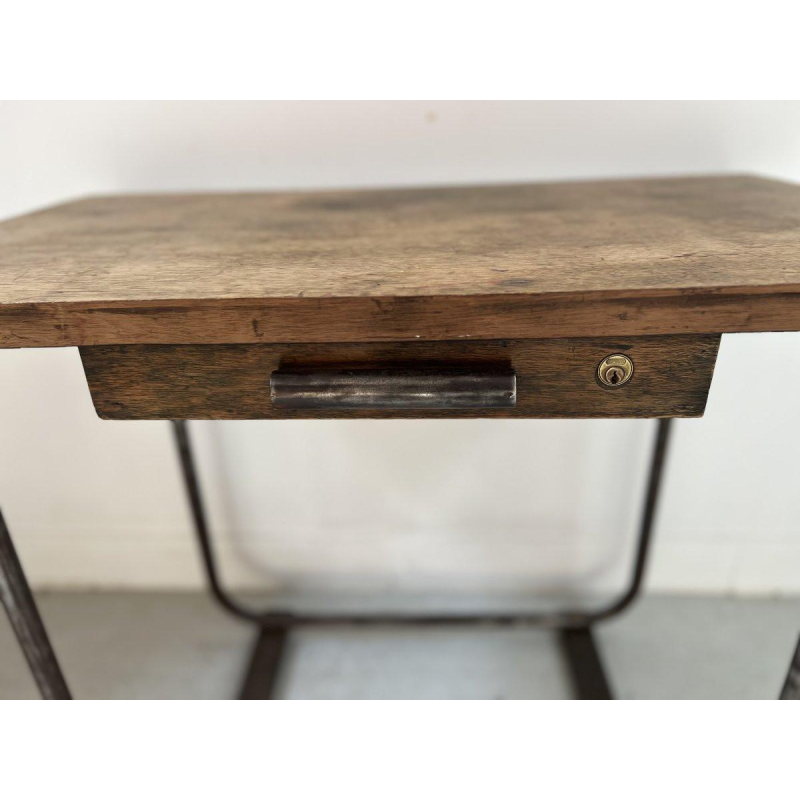 Designer desk made of tubular steel and a wooden top, 20th century