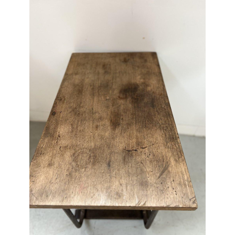 Bureau design en tube d'acier et plateau bois, XX siècle