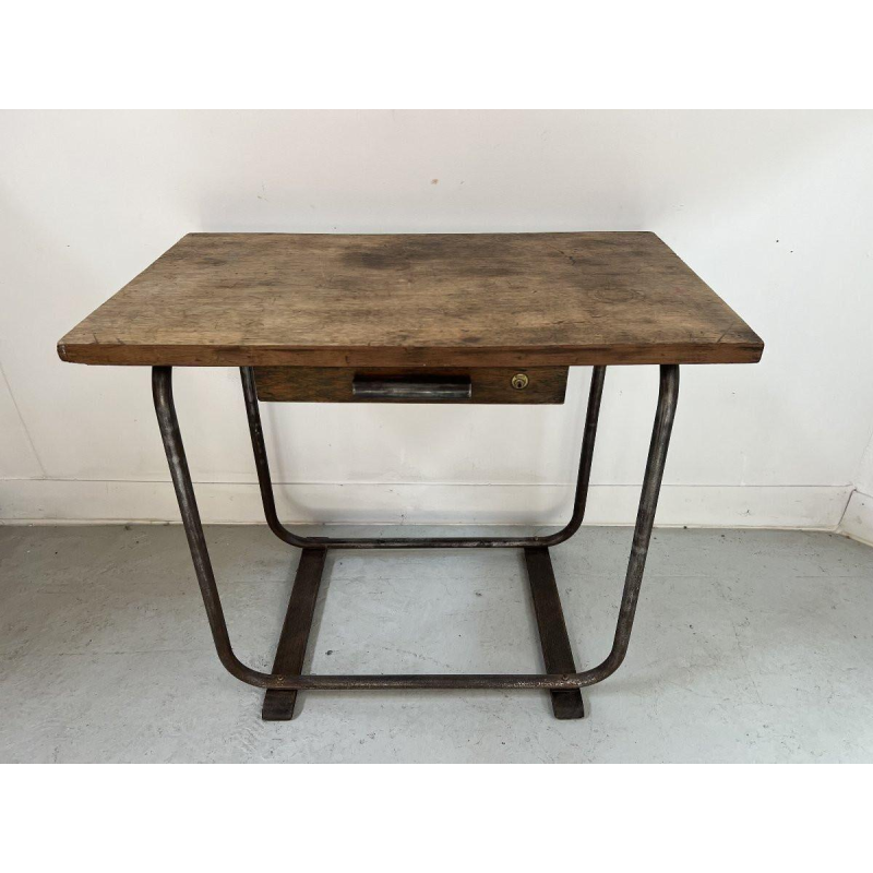 Designer desk made of tubular steel and a wooden top, 20th century