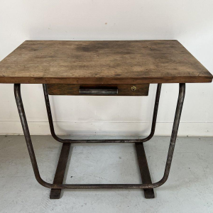 Designer desk made of tubular steel and a wooden top, 20th century