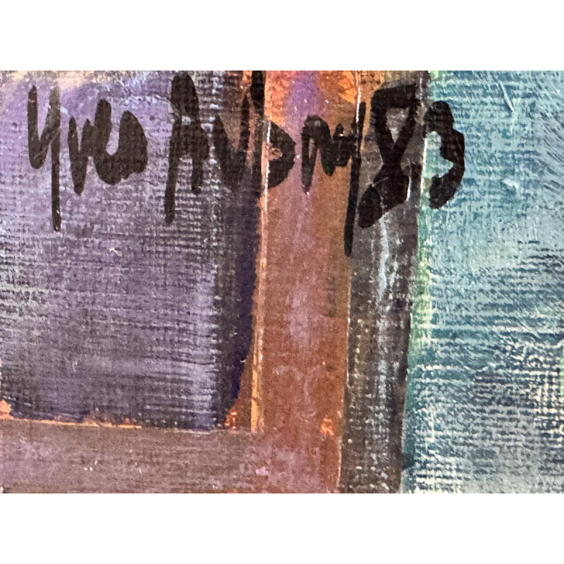 Yves AUBRY «Jeune femme admirant le bouquet» peinture huile sur toile de 1983