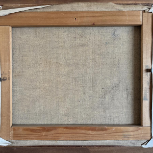 Yves AUBRY “Jonge vrouw die het boeket bewondert”, olieverfschilderij op doek uit 1983