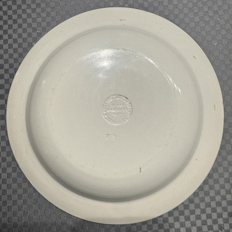 Bernard LAMMENS, assiette faïence ANDENNE «Vue du Prieuré D’ognies à la Sambre»