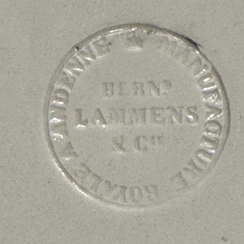 Bernard LAMMENS, assiette faïence ANDENNE «Vue du Prieuré D’ognies à la Sambre»