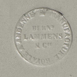 Bernard LAMMENS, assiette faïence ANDENNE «Vue du Prieuré D’ognies à la Sambre»