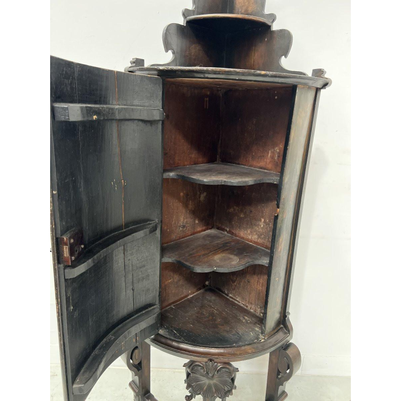 Napoleon III half-moon corner cabinet, painted decoration of a biblical scene, 19th century