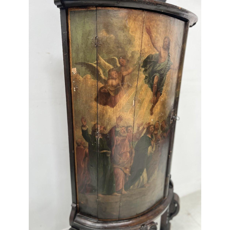 Napoleon III half-moon corner cabinet, painted decoration of a biblical scene, 19th century